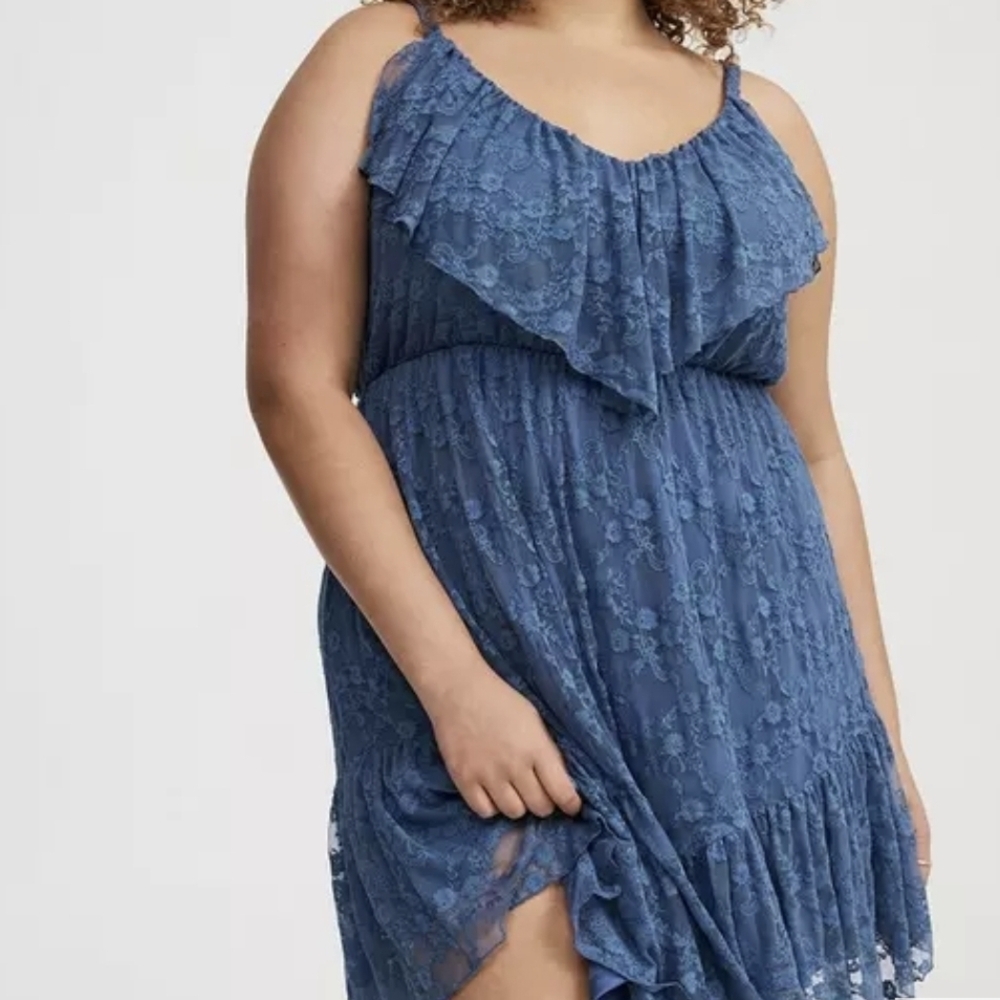 Torrid Blue Ruffled Sundress Sleeveless Mini - Picture 2 of 5